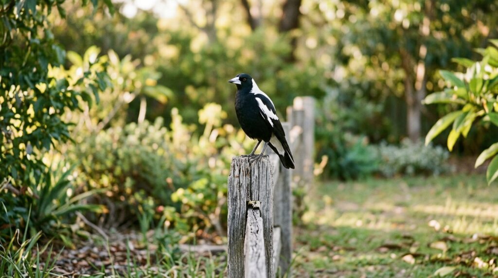 Australian magpie on fence post representing Bird SEO strategy Perth