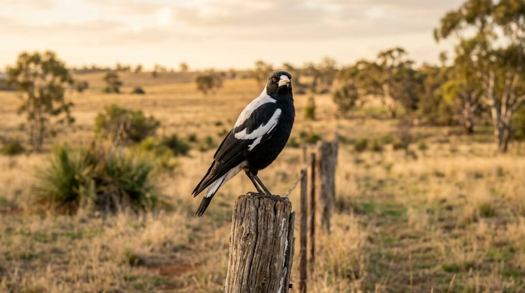 Australian magpie on fence post symbolising Bird SEO strategy